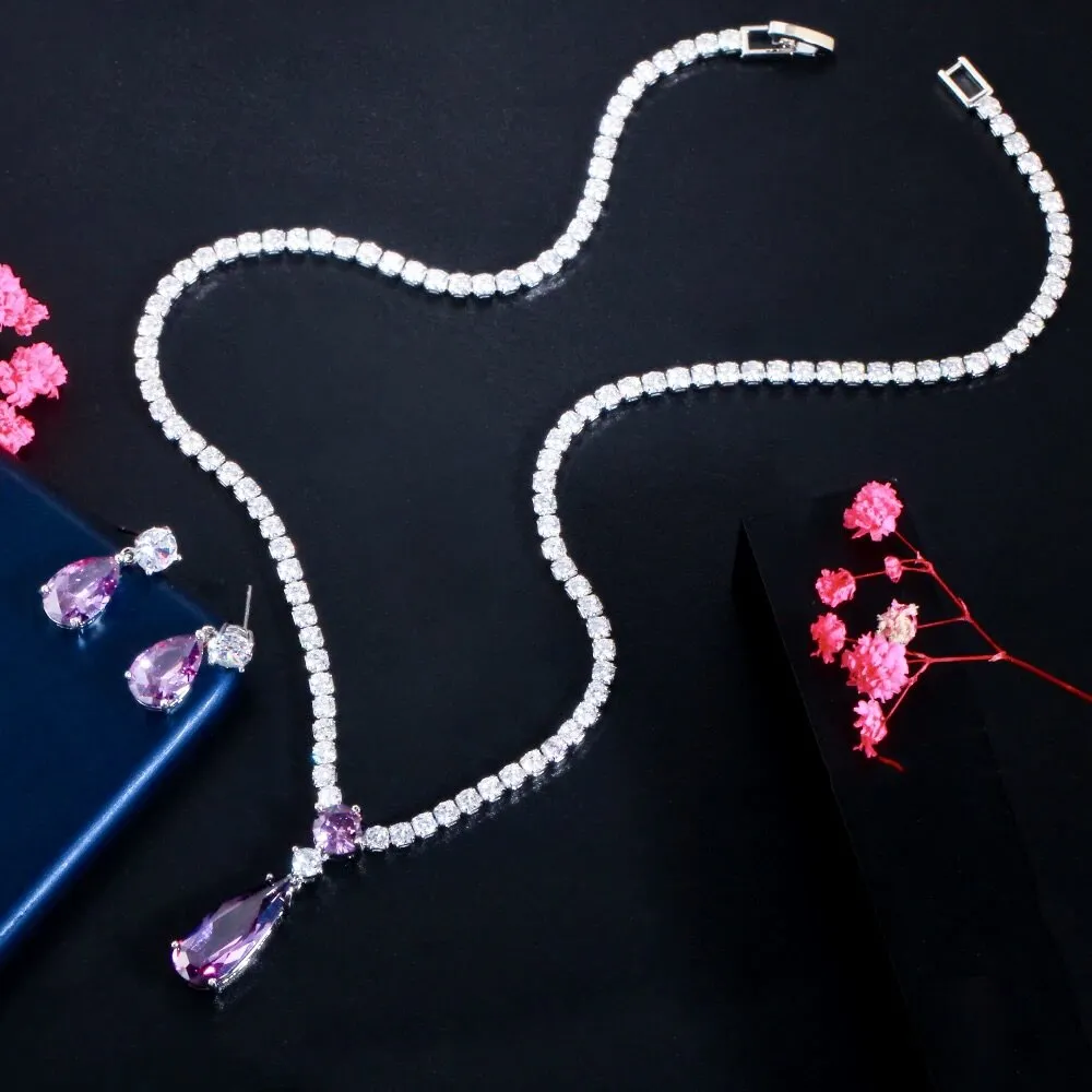 "Desiree" - Purple Cubic Zirconia Bridal Jewelry Set