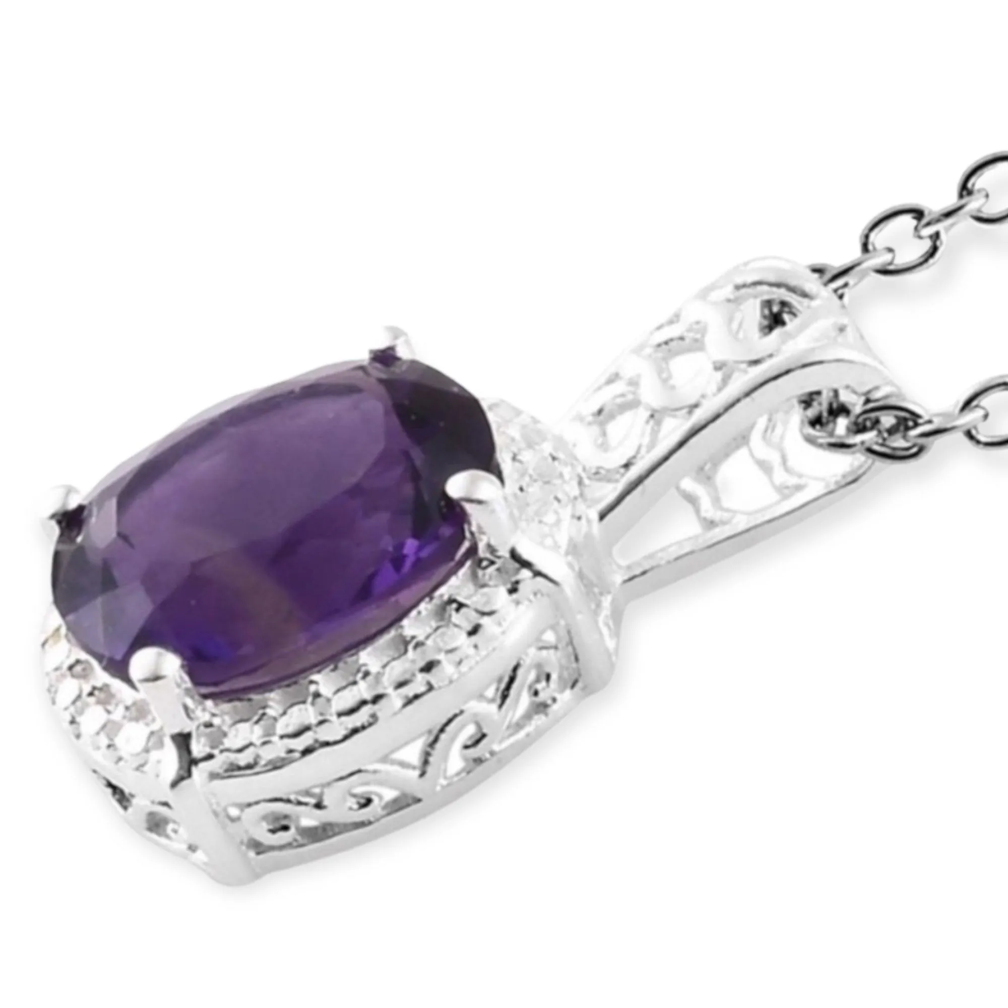Radiant Purple Amethyst Heart Necklace