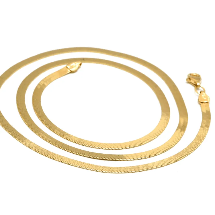 Real Gold Flat Mirror Solid Snake Chain Necklace 0189 - A (50 C.M) CH1220
