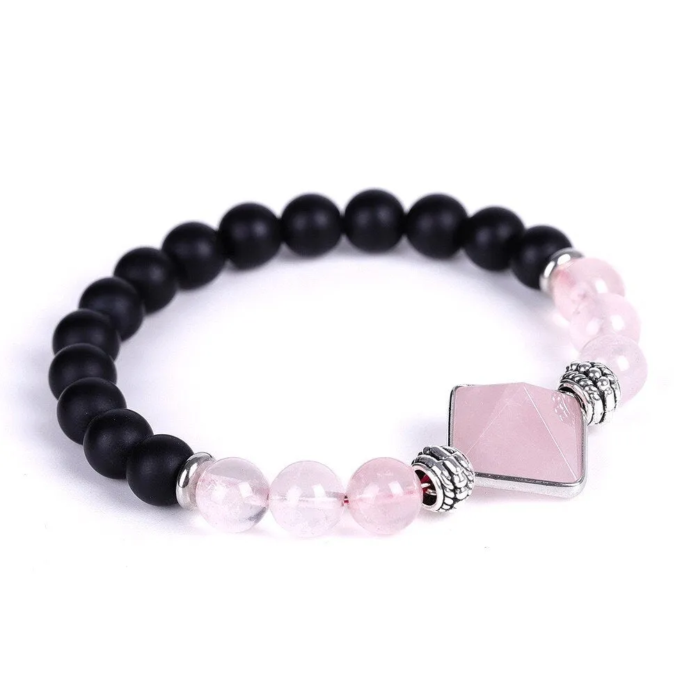 Retro Vintage Reiki Healing Pyramid Charm Amethysts Bracelets