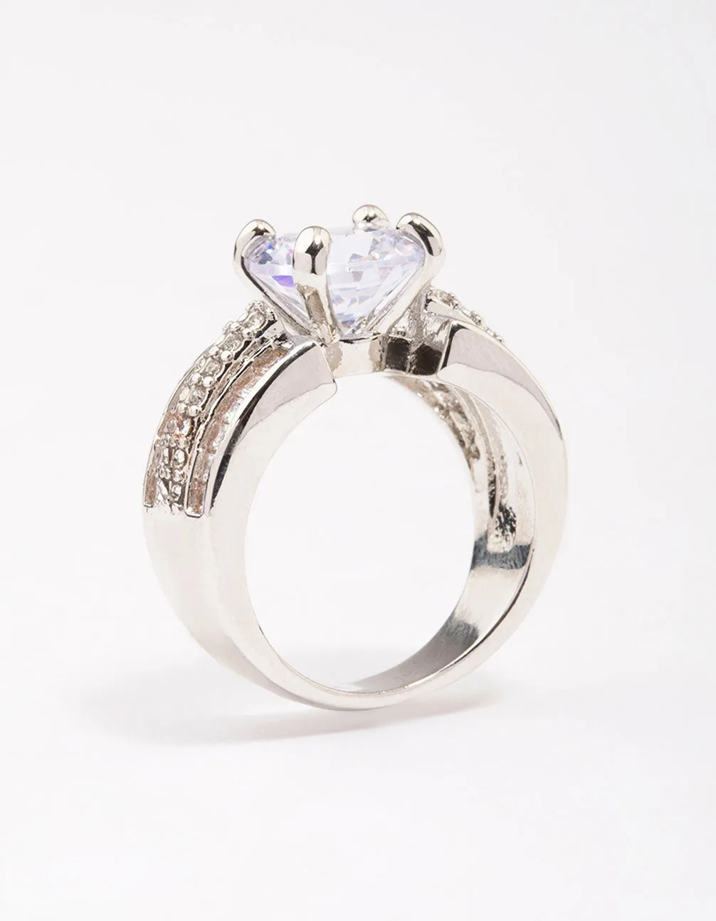 Rhodium Luxe Square Band Ring