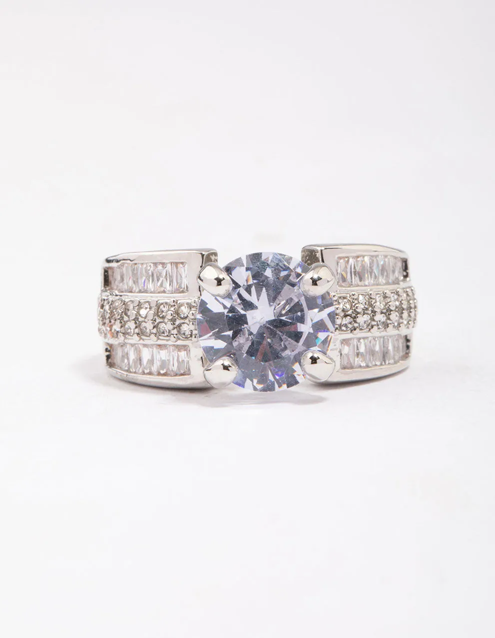Rhodium Luxe Square Band Ring