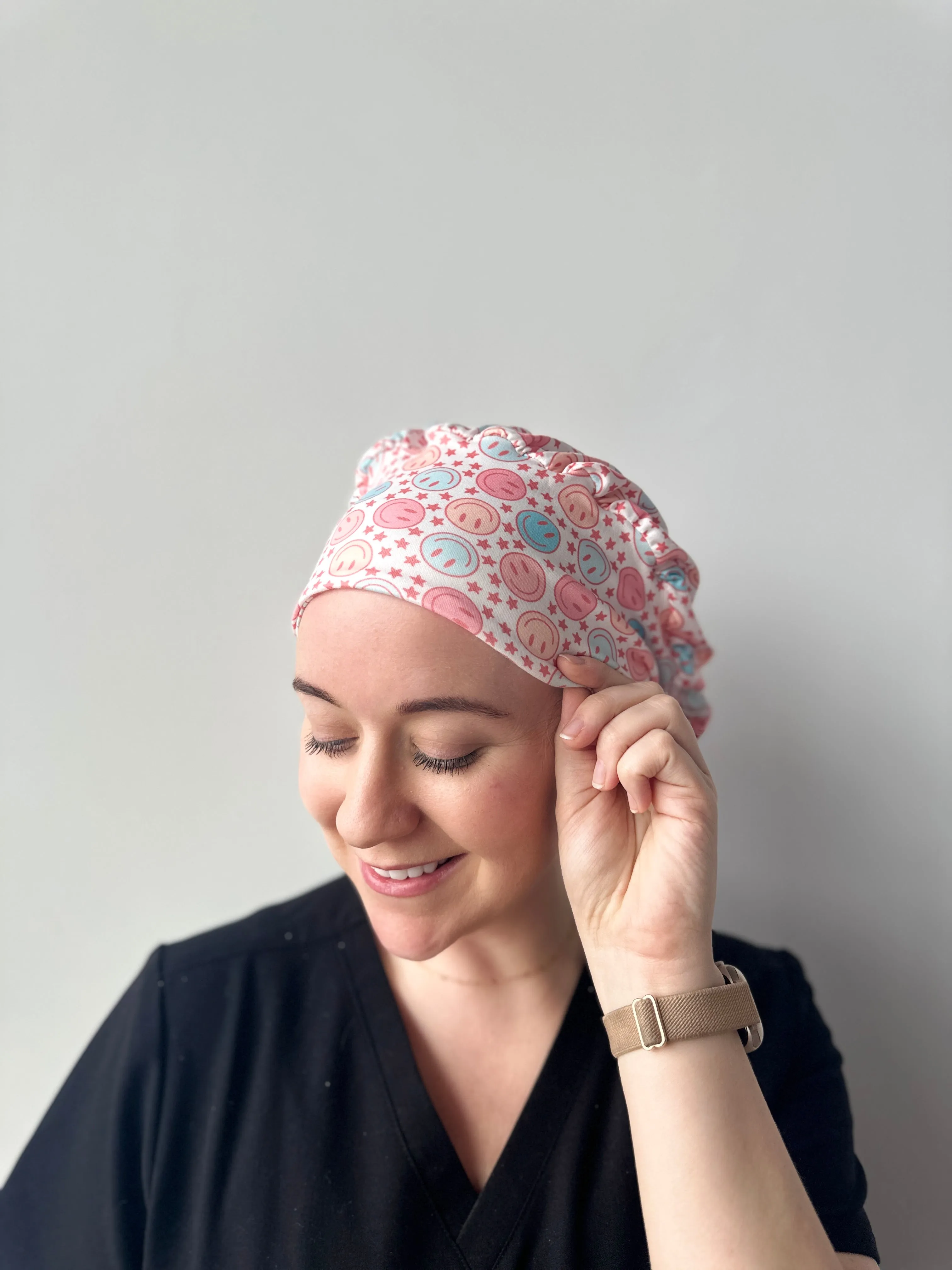 Scrub Hat - Smiley Stars