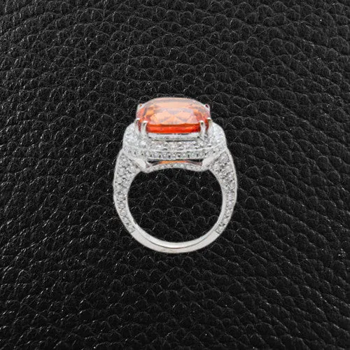 Spessartite Garnet and Diamond Ring