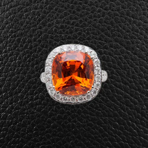 Spessartite Garnet and Diamond Ring