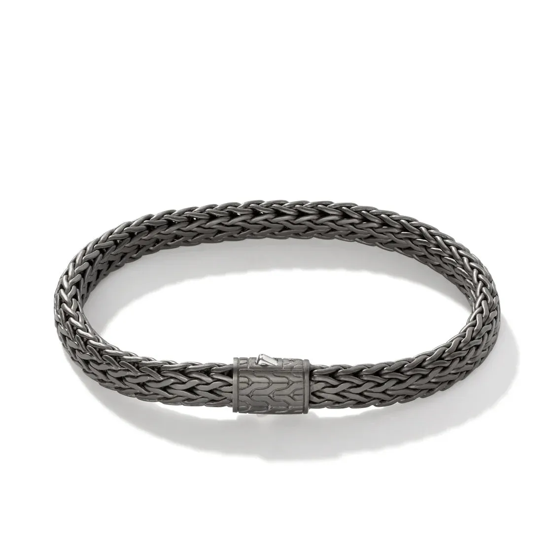 Sterling Silver Matte Black Classic Chain Bracelet Size 8