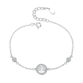 Women's Ladies Sterling Silver 925 Tree Of Life Bracelet Inlaid With Zircon